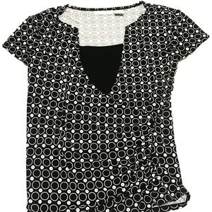 Worthington Womens Top Size Small S Career Black White Henley Layered